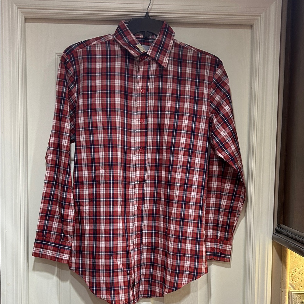 Vintage Wedgefield Men's Red Plaid Casual Button-Down Shirt